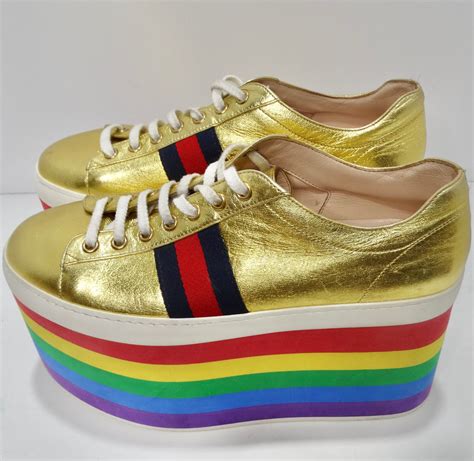 gucci shoes women rainbow|gucci peggy rainbow platform sneakers.